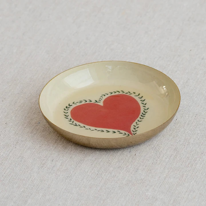 Round Enamel Tray - Heart