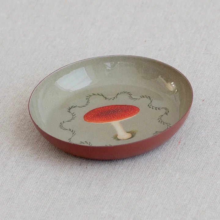Round Enamel Tray - Toadstool