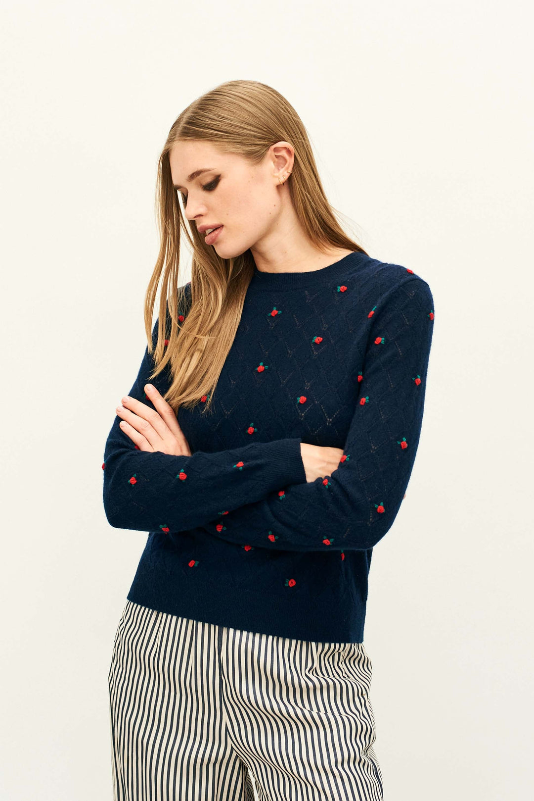 Fancy Floral Crew - New Navy/Red/Green