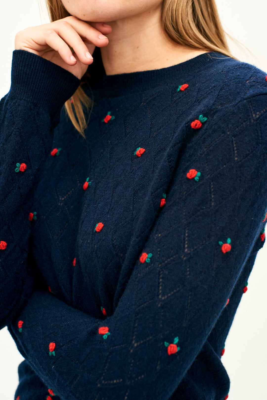 Fancy Floral Crew - New Navy/Red/Green