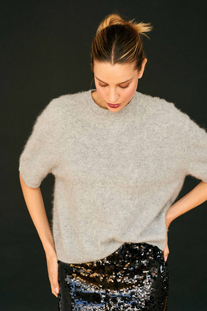 Oversized Brushed T-Shirt - Grey Pearl