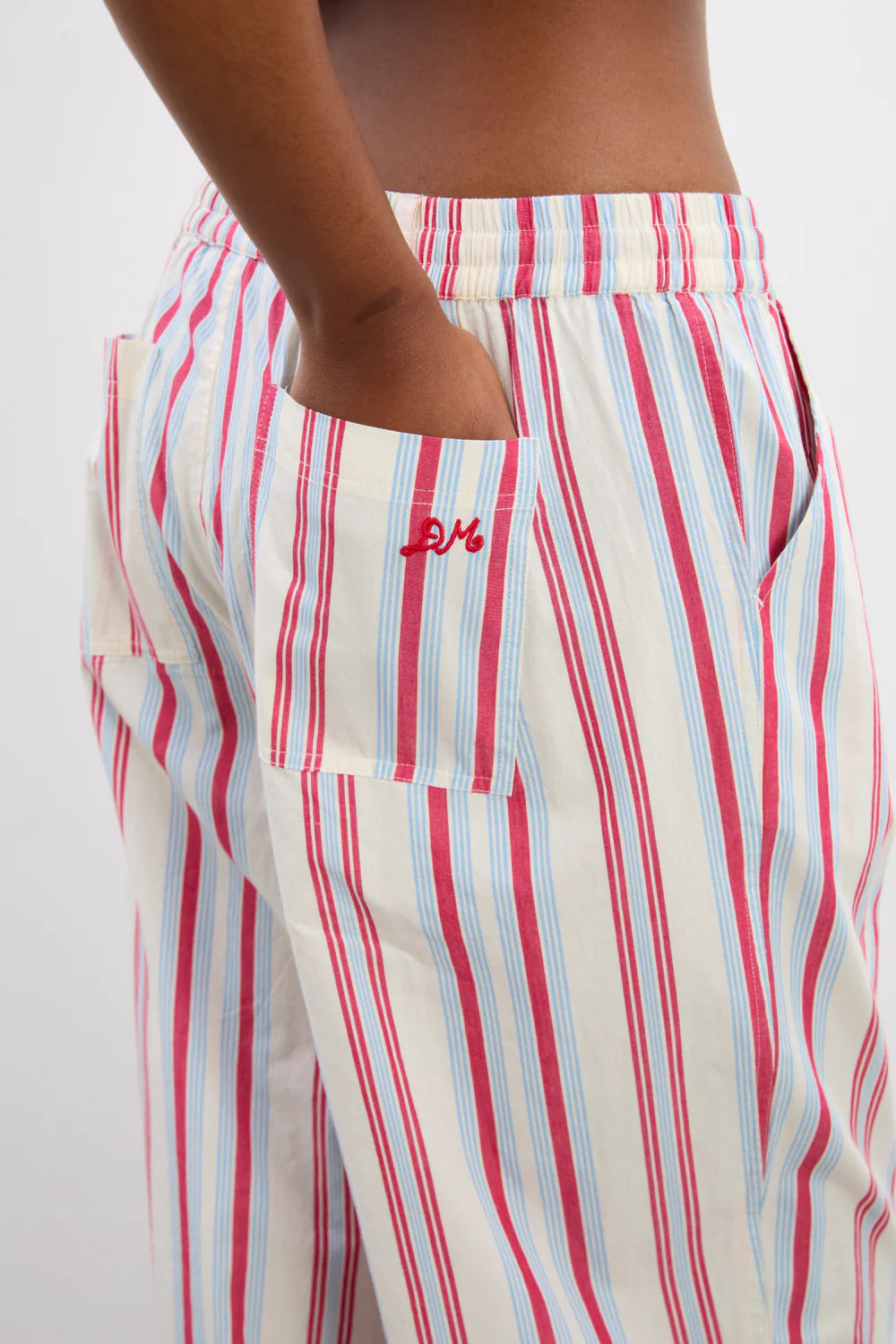 Georgia Trousers - Butter Cherry Stripe
