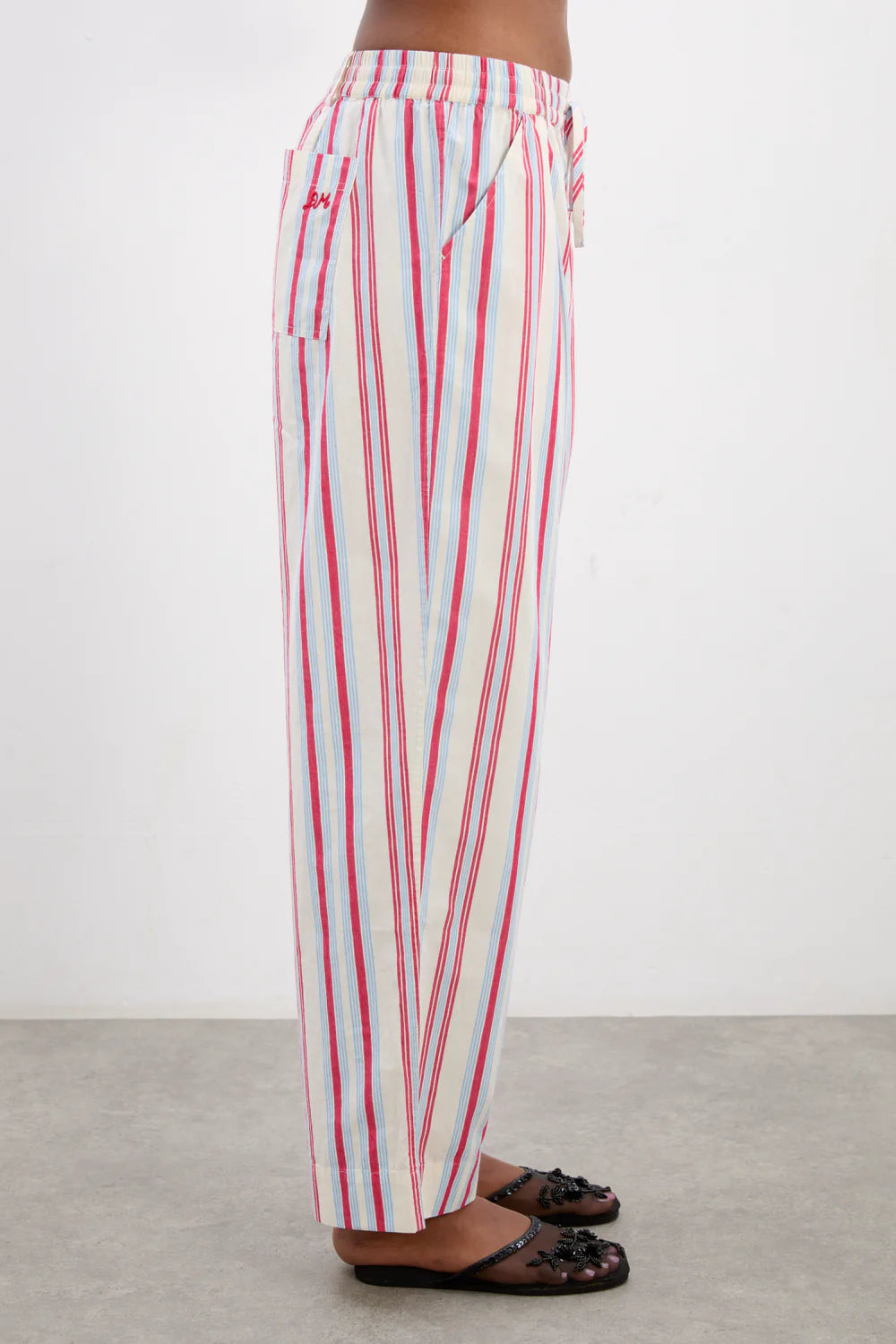 Georgia Trousers - Butter Cherry Stripe