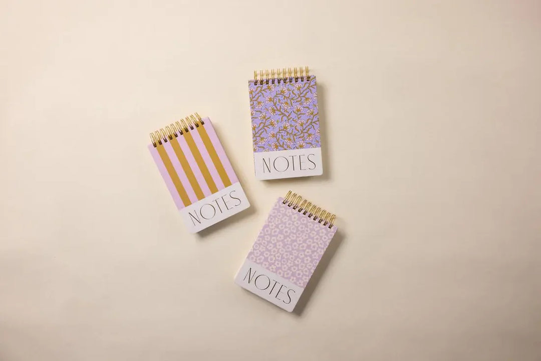 Large Chunky Notepad - Lilac & Ochre Stripe