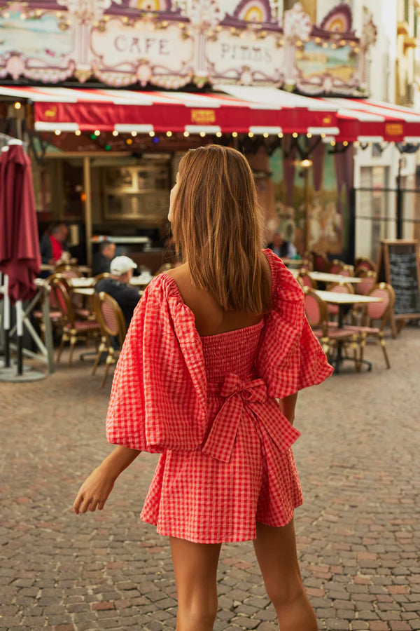 Emilia Jumpsuit - Gingham Coral