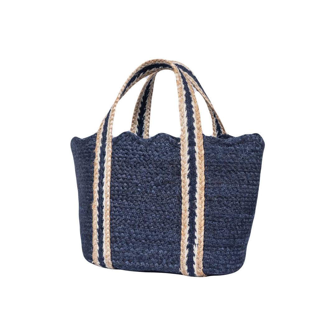 Navy Scalloped Tote Small