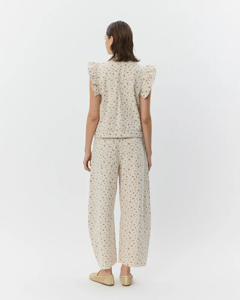 Tomarsw Cropped Barrel Jeans - Rose Flower