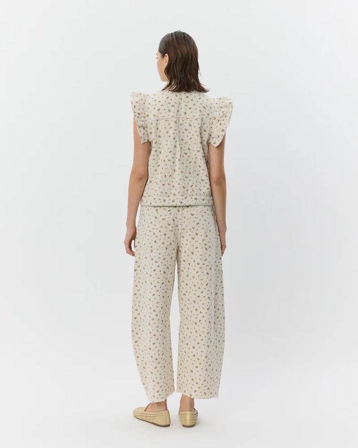 Tomarsw Cropped Barrel Jeans - Rose Flower