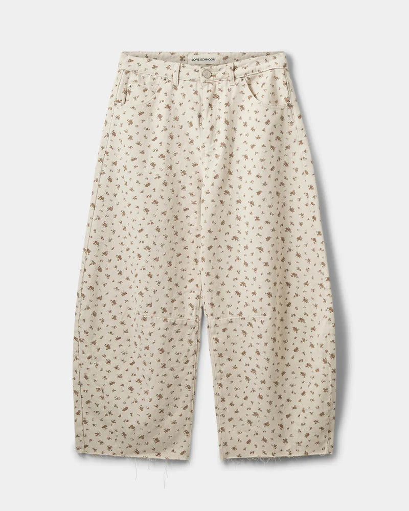 Tomarsw Cropped Barrel Jeans - Rose Flower