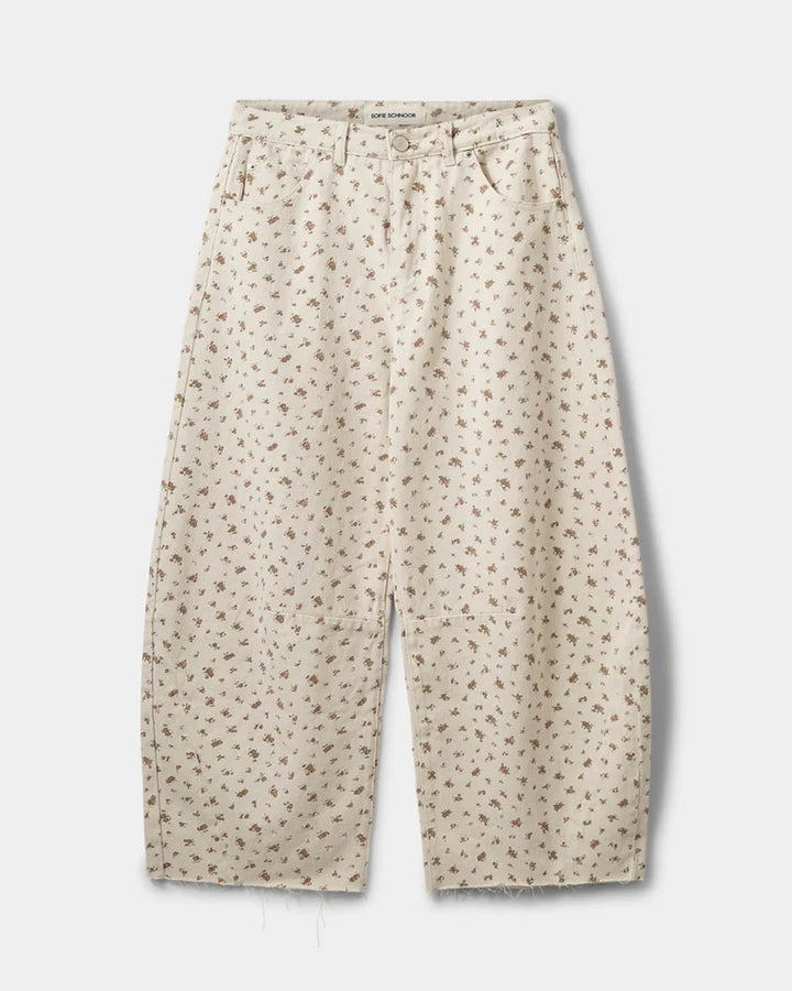 Tomarsw Cropped Barrel Jeans - Rose Flower