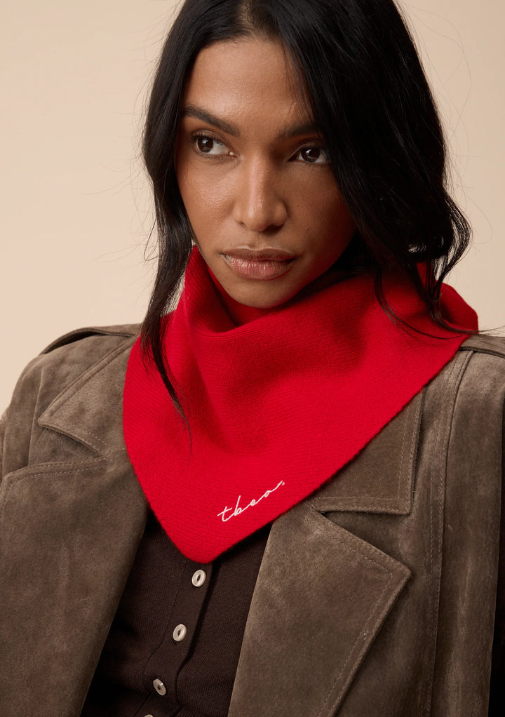 Merino Triangle Scarf Red