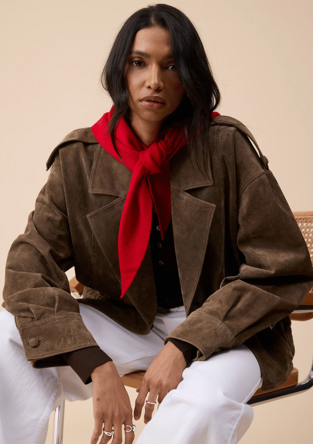 Merino Triangle Scarf Red