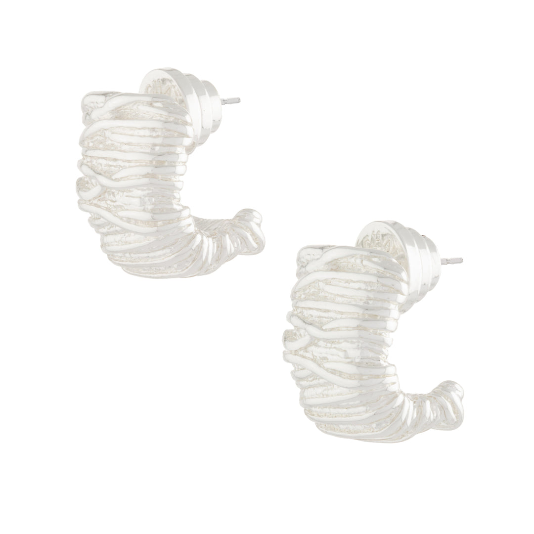 Textured Nugget Earrings - Silver