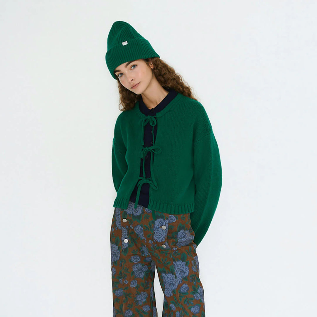 Tie Detail Cardigan - Dark Green