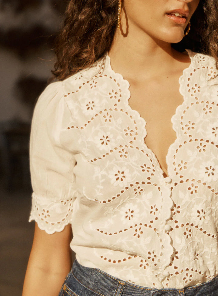 Tilly Embroidery Blouse Ecru