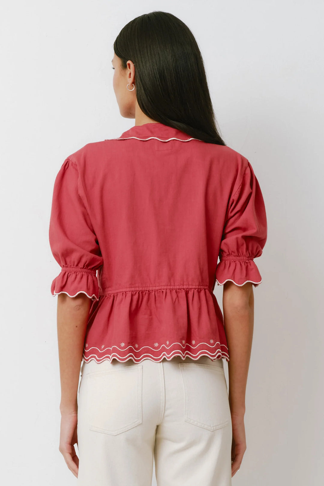 Ana Tie Blouse - Vintage Red