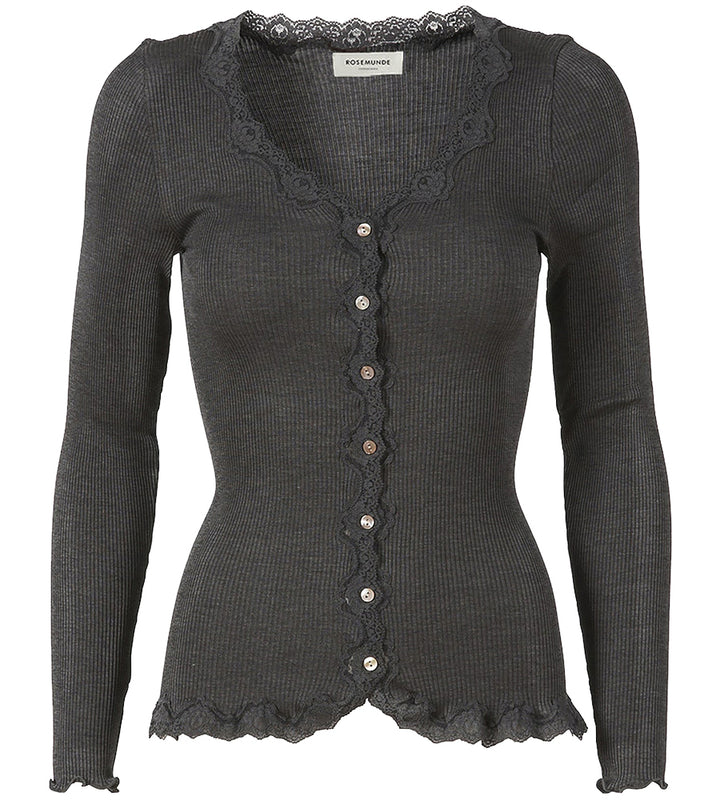 5420 Babette Silk Cardigan - Dark Grey