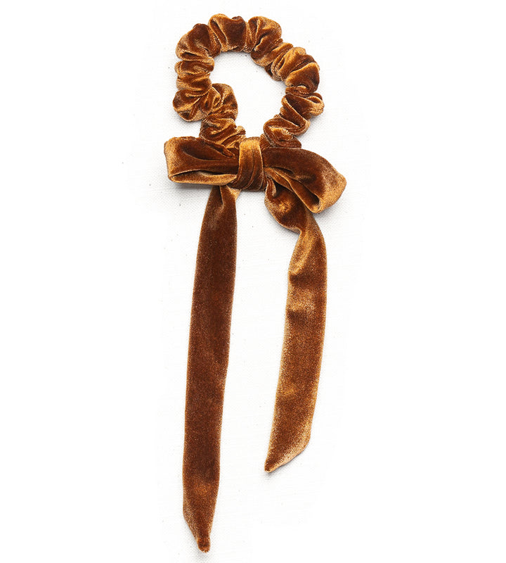 Cinnamon Velvet Scrunchie With Bow