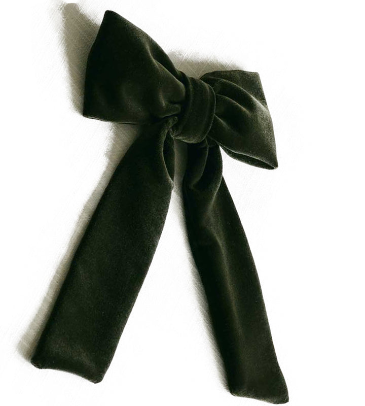 The Olive Green Velvet Classic Hair Bow