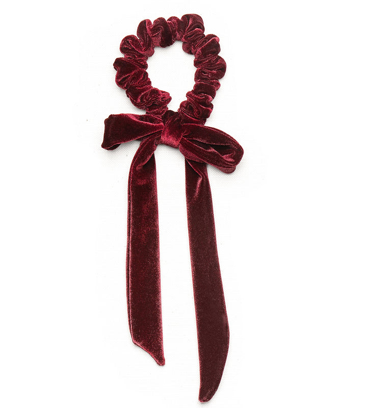 Burgundy Velvet Scrunchie With Bow