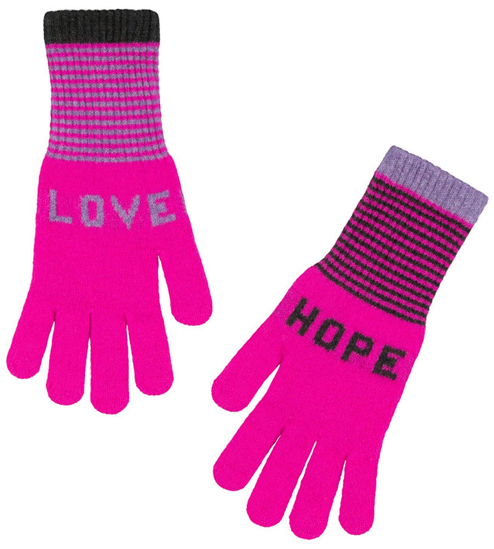 Contrast Love & Hope Gloves - Pink