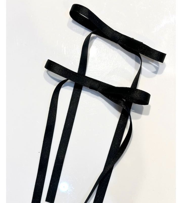 2pc Petite Bow Barrette Hair Clips - Black