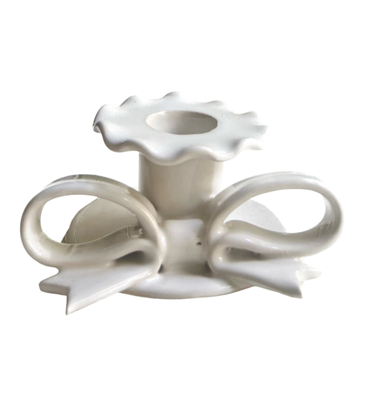 Bow Candle Holder - White