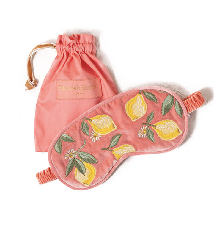 Lemon Blossom Coral Velvet Eye Mask