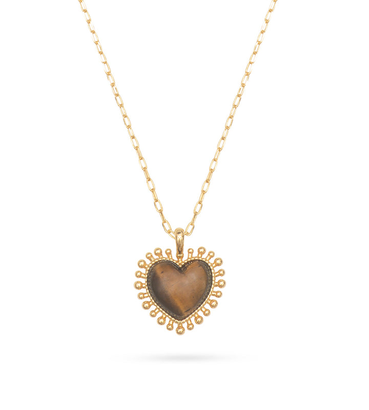 Mini Heart Tiger Eye/ Blue Lace   Pendant