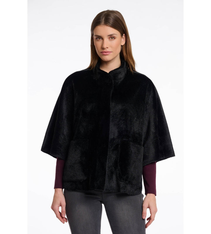 Dewi Faux Fur Cape - Black