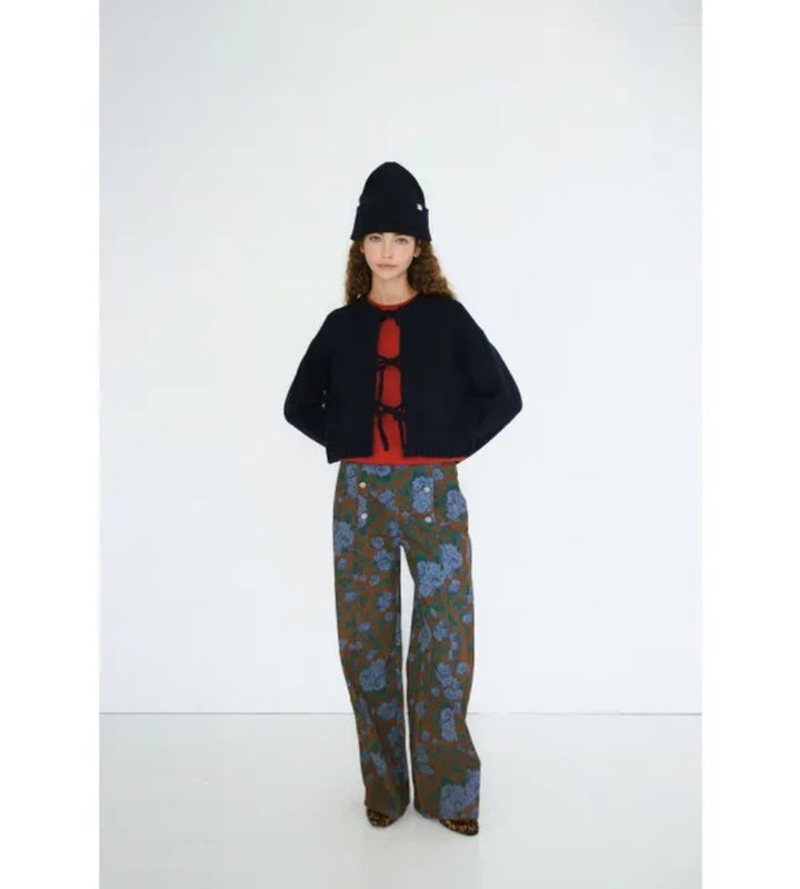 Tie Detail Cardigan - Navy