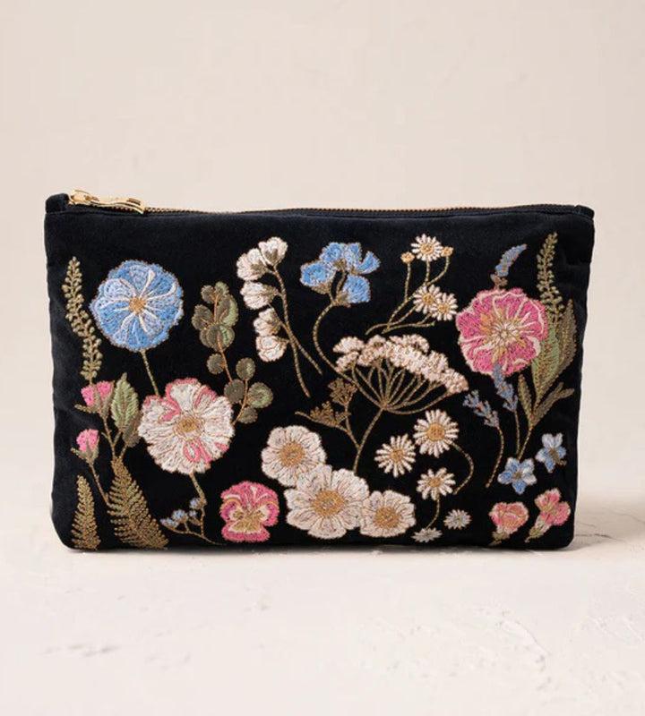 Pressed Flowers Everyday Pouch - Charcoal