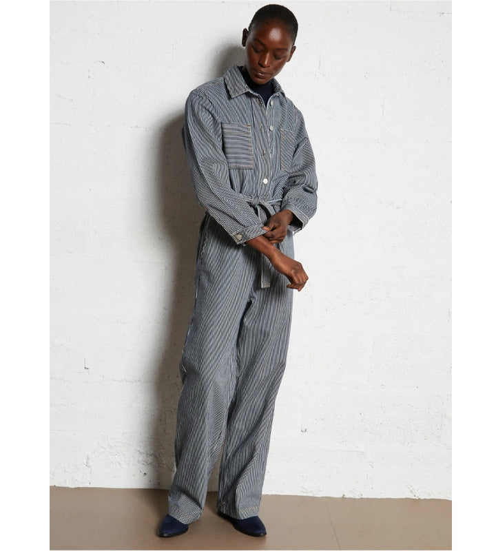 Striped Jumpsuit - Navy