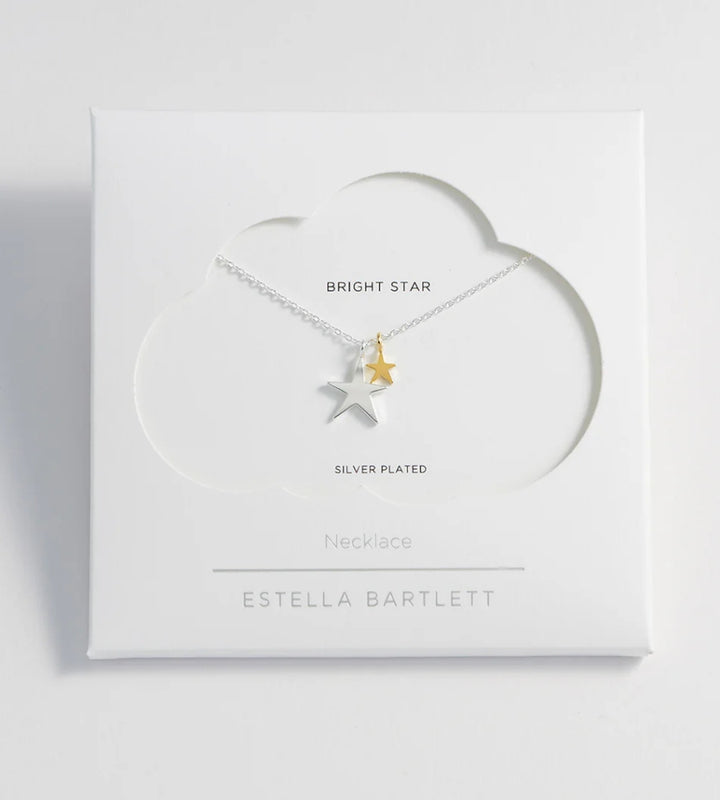EB2012C Two Tone Star Necklace Silver