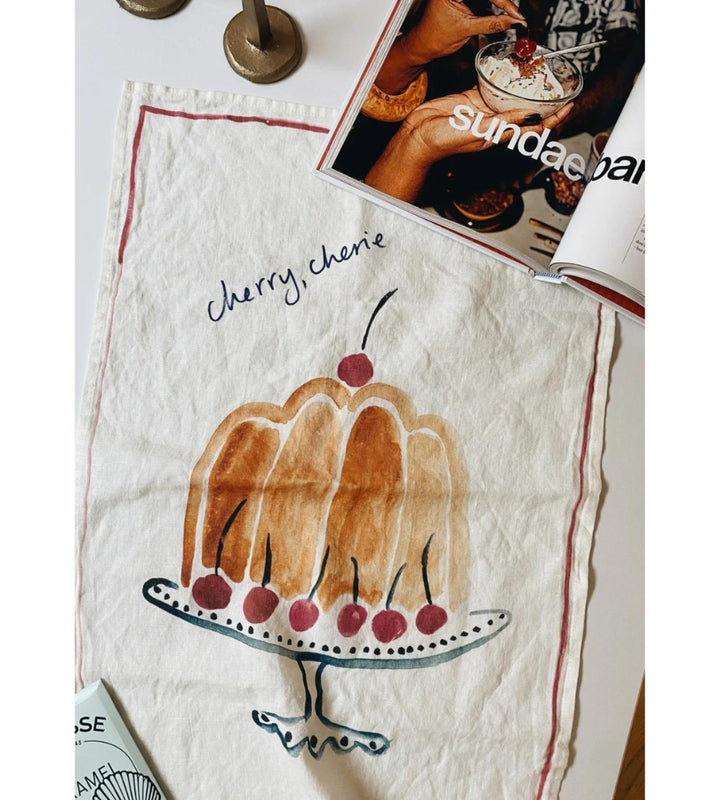 Cherry Cherie - Linen Tea Towel