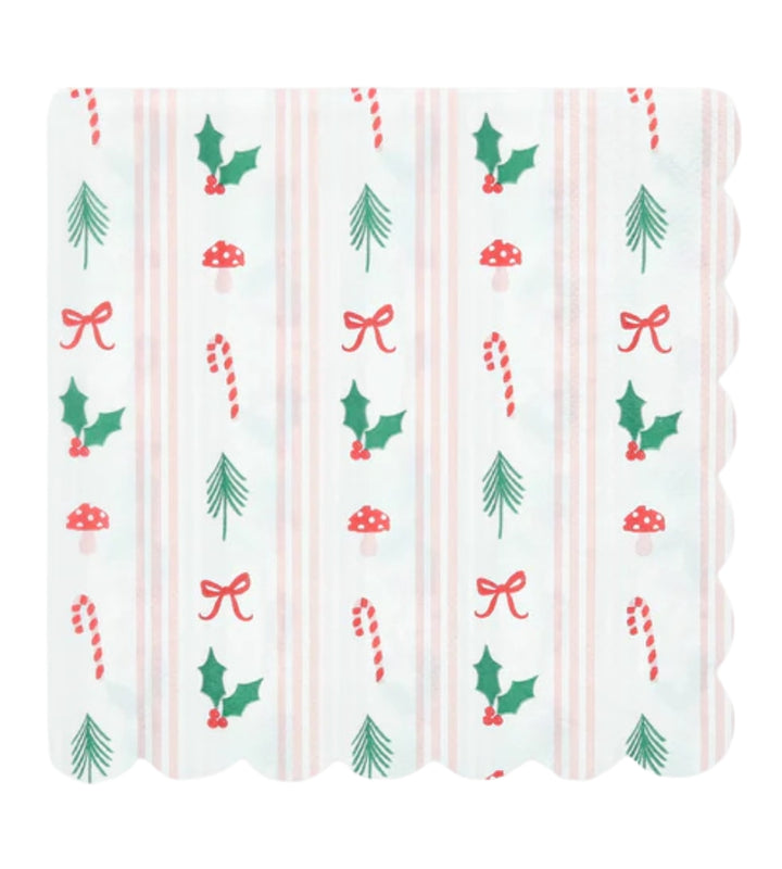 Festive Icon Stripes Large Napkins