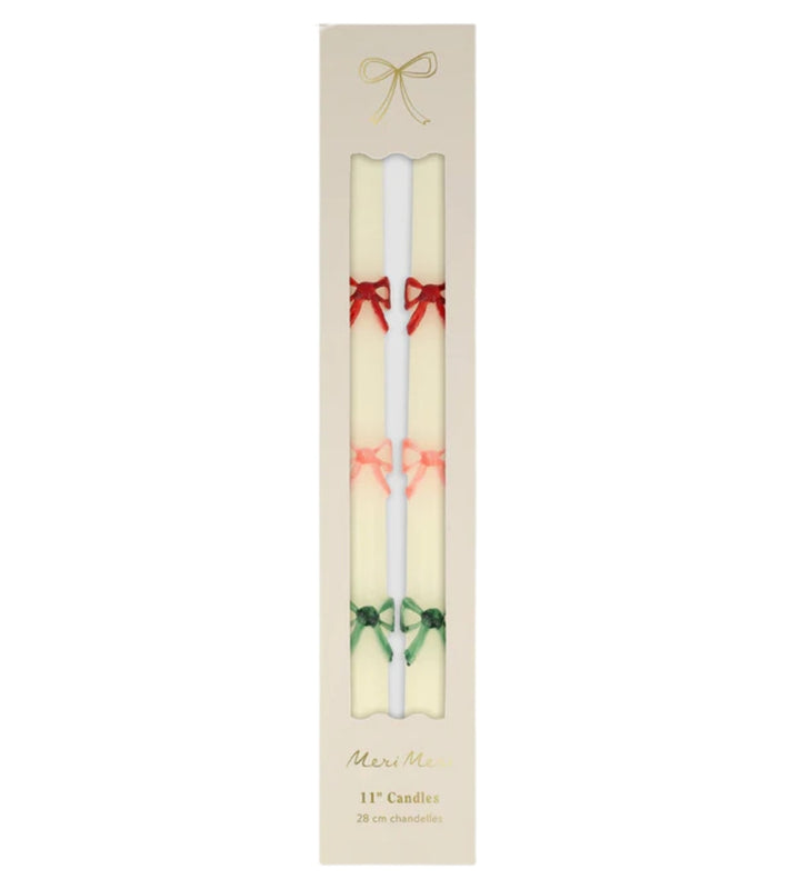 Multi Colour Bow Taper Candles