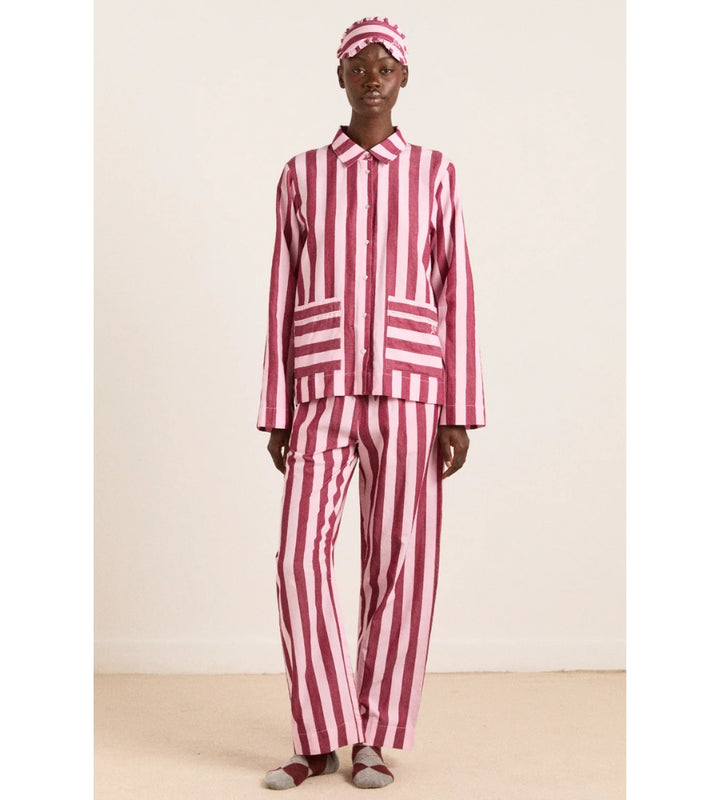 Florie PJ Set - Burg/Pink Wide Stripe