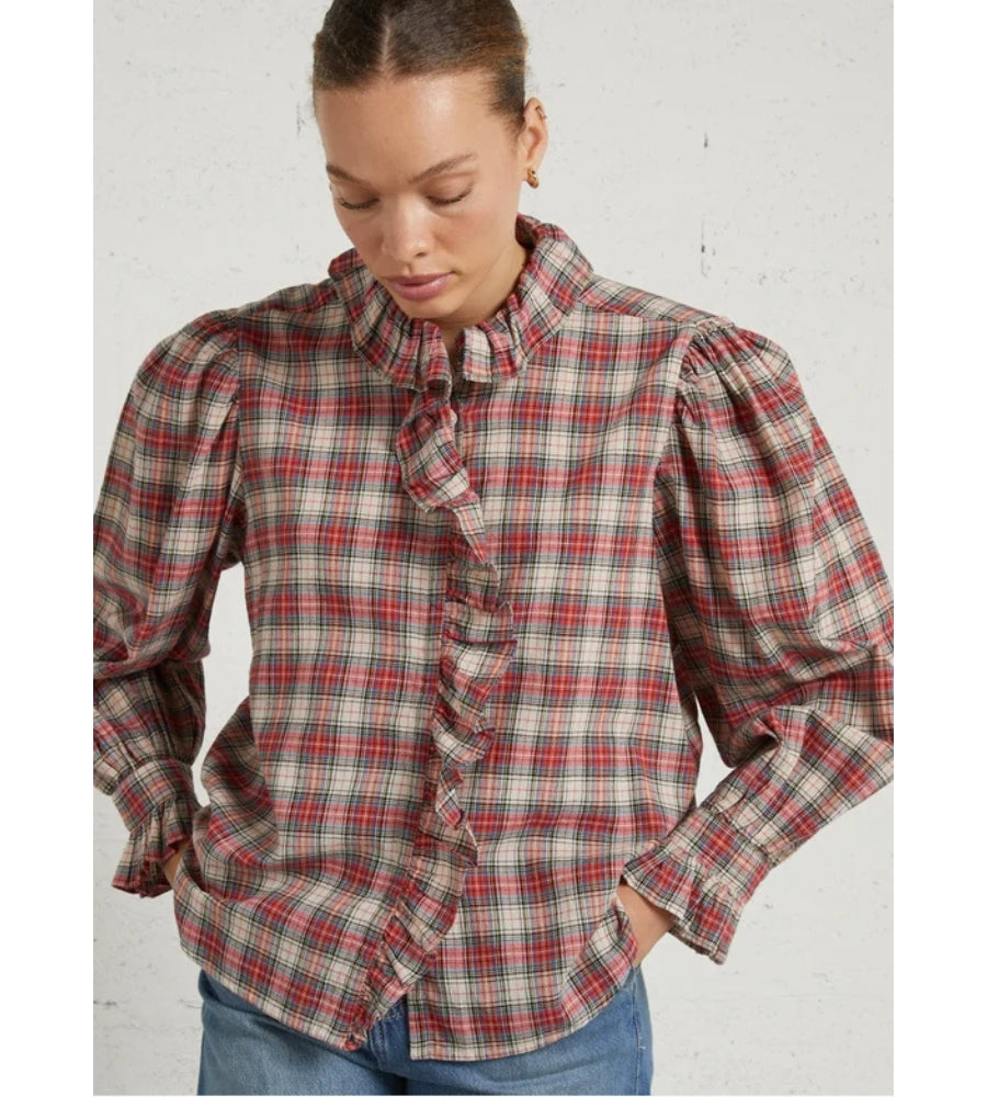 Louison Blouse - Ecossais Carmin