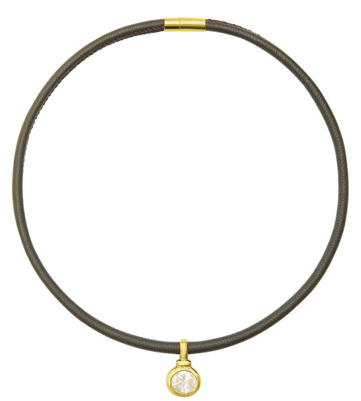 Leather Cord Choker CZ