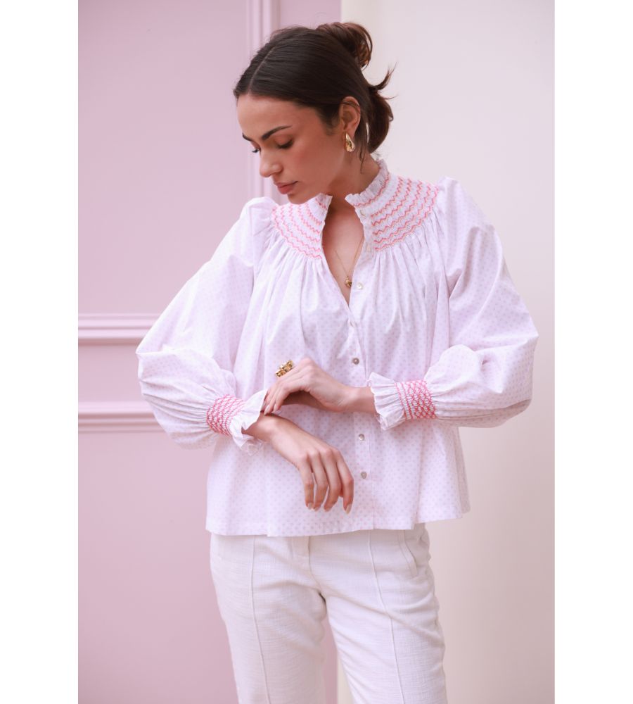 POM x Smock London Scholl Blouse - Coral Bloom