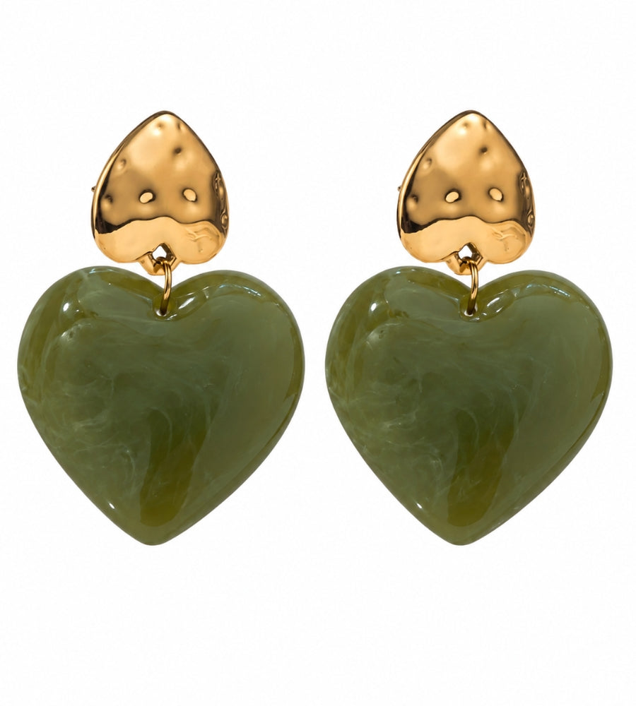 24767 - Heart Earring Green