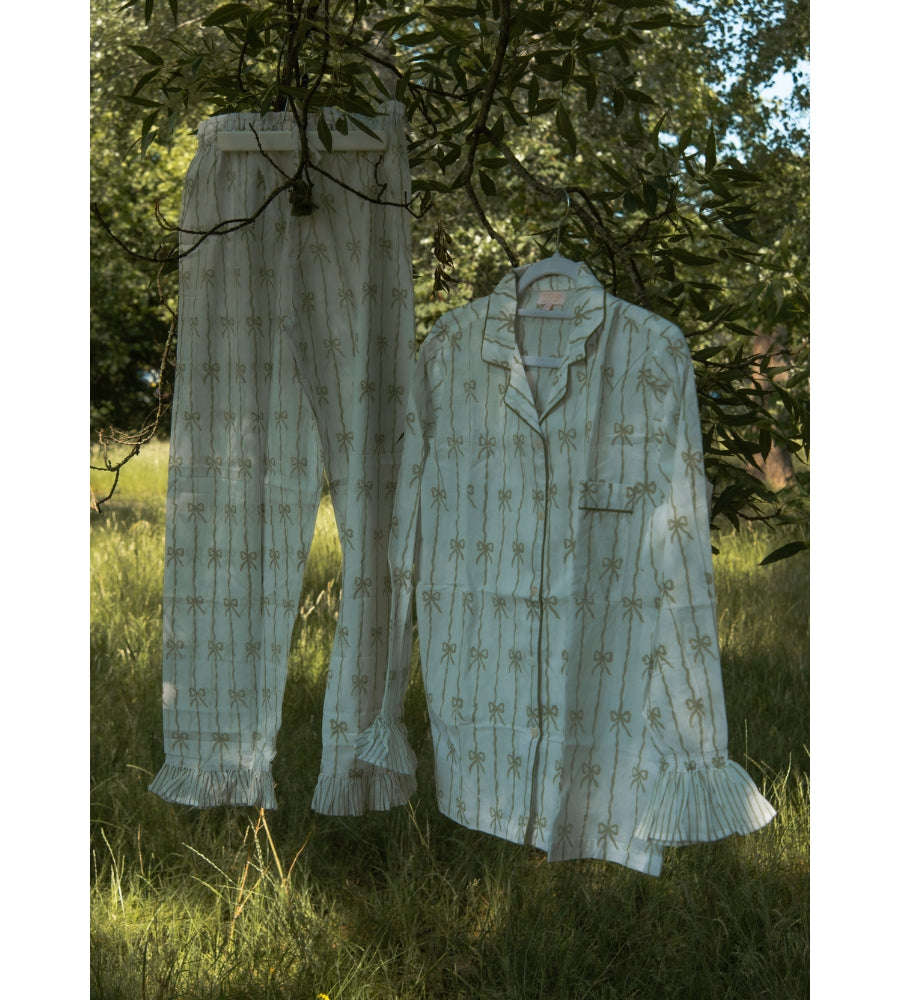Coco Long PJ Set - Spring Greens Bows