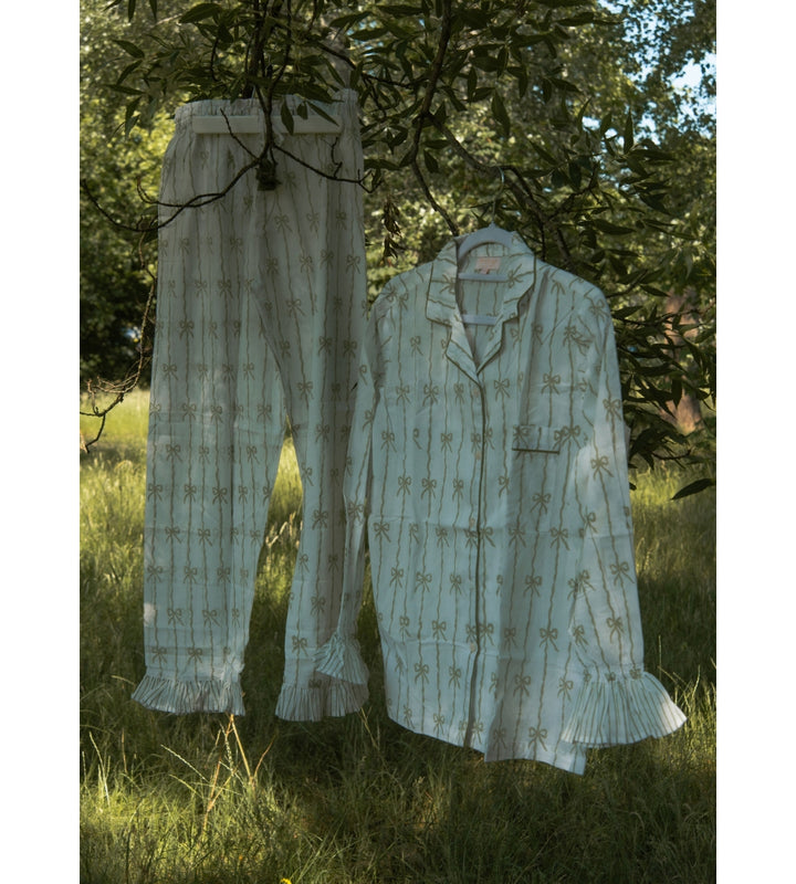 Coco Long PJ Set - Spring Greens Bows