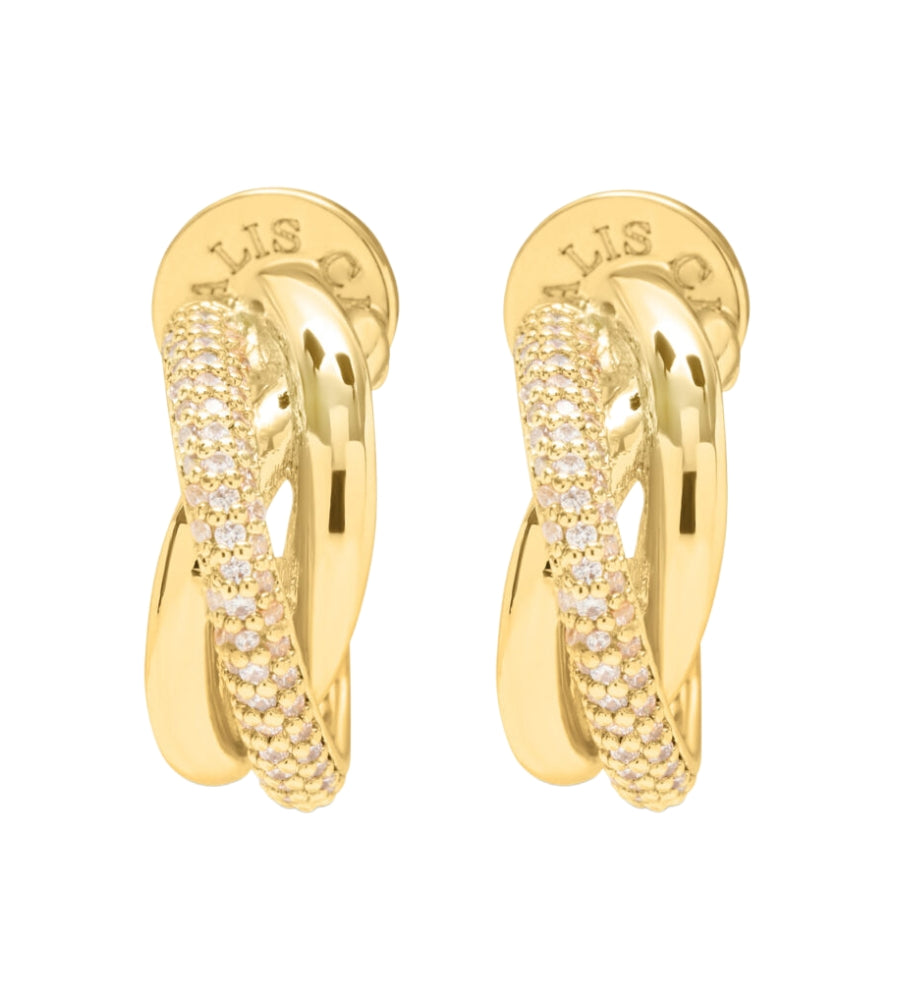 CZ Cross Over Hoops - Gold
