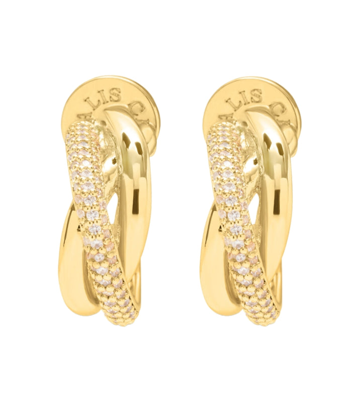 CZ Cross Over Hoops - Gold