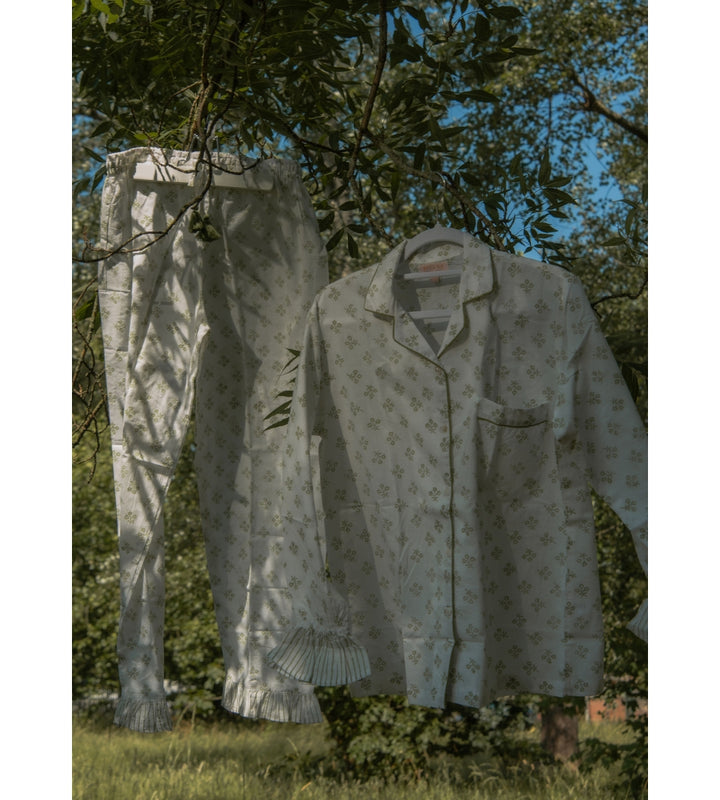 Coco Long PJ Set - Spring Greens Spray Flowers