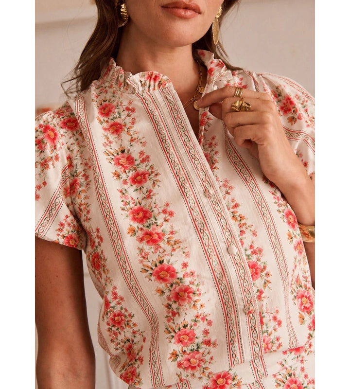 Vintage Flower Blouse in Orange