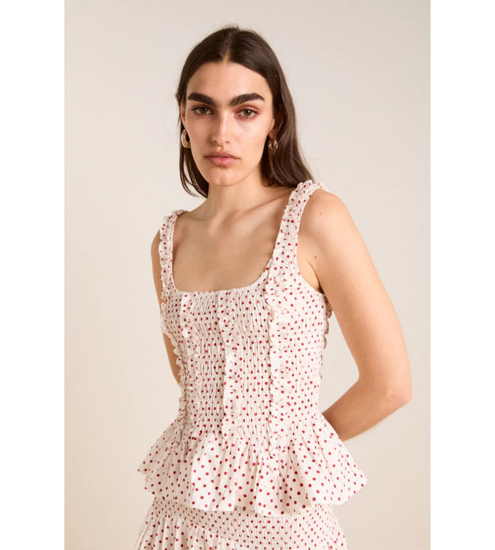 Raphi Cami - Off White & Red Spot