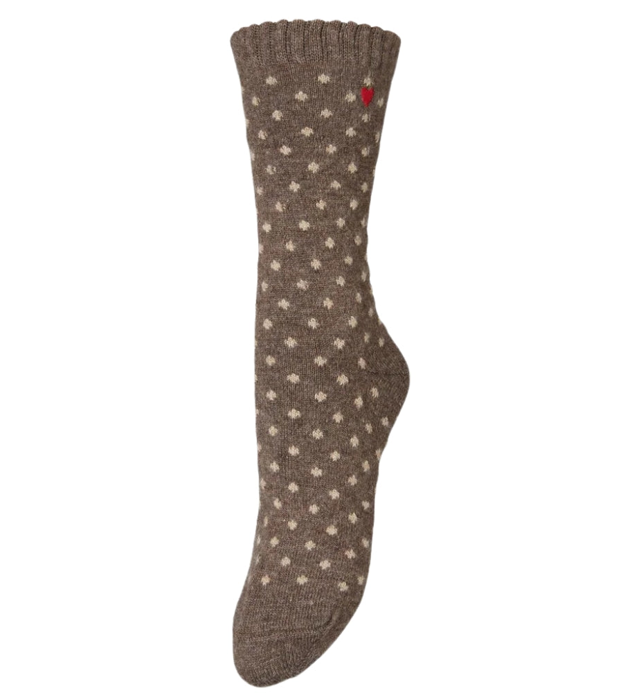 Dotted Wola Sock - Hot Fudge Brown